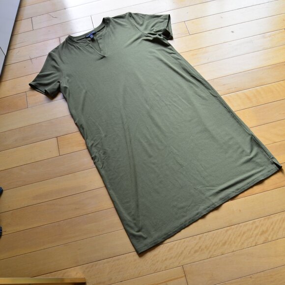 Eileen Fisher Olive Green V-neck Jersey Dress Size S/P - Picture 6 of 10